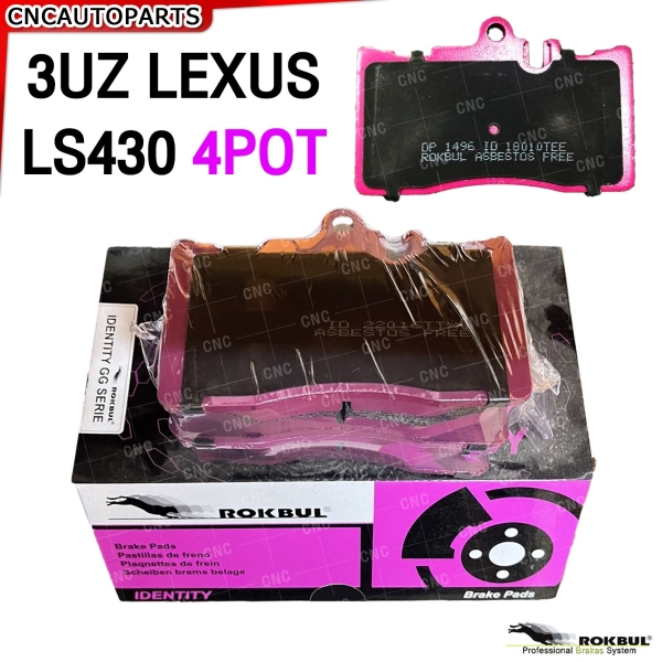 ROKBOL ผ้าเบรค 3UZ LS430 (UCF30) 4POT รุ่นชมพู IDENTITY ปั๊มเบรค TOYOTA LEXUS ทนความร้อนสูง เบรคดีเยี่ยม