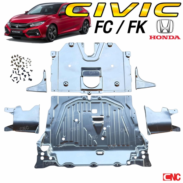 อลูมิเนียมใต้เครื่อง HONDA CIVIC FC FK ปี 2016-2020 แผ่นปิดใต้เครื่อง Under-guard ใช้แทน พลาสติกใต้เครื่อง รหัส 74110-TEA-T00
