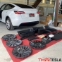 ฝาครอบล้อ TESLA MODEL Y ขอบ 19นิ้วลาย PERFORMANCE SUNSTAR สีเทากัน ลาย Sunstar + โลโก้ เทา