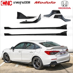 ชุดแต่ง HONDA CIVIC FE ทรง MODULO ปี 2021-2023 - ลิ้นหน้า สเกิร์ต สีดำเงา ตูดเป็ด หางหลัง สปอยเลอร์