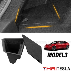 ชุดกล่องเก็บของฝากระโปรงหลัง TESLA MODEL 3 มีฝาปิด เนื้อวัสดุแบบเดิม ปิดช่องว่างหลุม ฝาท้าย L