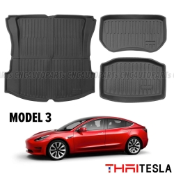ชุดถาดฝาท้าย ถาดฝาหน้า TESLA MODEL Y, MODEL 3 (หน้า+หลัง+บน) TPE ไร้กลิ่น เข้ารูป สวย ชุดถาด 3ชิ้น