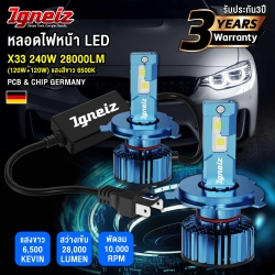 Igneiz หลอดไฟหน้า X33 240W 28,000LM 12V 24V หลอดไฟตัดหมอก แสงขาว 6500K
