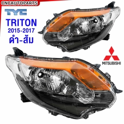 TYC ไฟหน้า MITSUBISHI TRITON ปี 2015-2017 โคมดำ มาตรฐาน OEM คู่ซ้ายขวา
