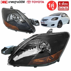 ไฟหน้า TOYOTA VIOS ปี 2007-2012 วีออส โคมดำ+ส้ม SMOKE - คู่ซ้ายขวา
