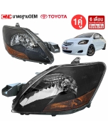 ไฟหน้า TOYOTA VIOS ปี 2007-2012 วีออส โคมดำ+ส้ม SMOKE - คู่ซ้ายขวา
